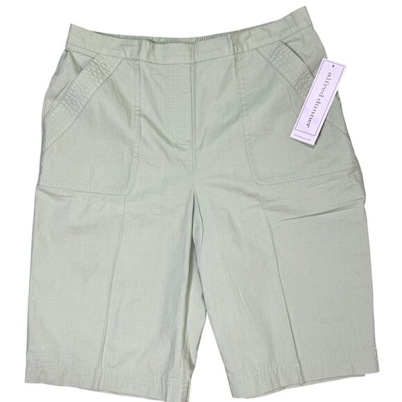 NEW Alfred Dunner Women's Elastic Waist Shorts Size 10 Light Green 100% Cotton - Picture 2 of 6
